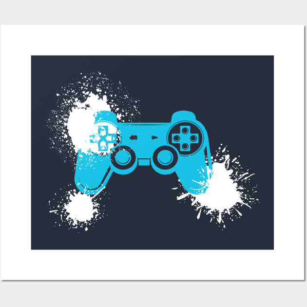 Gaming Controller Paint Splatters Color Splash Gift Wall Art by Lomitasu